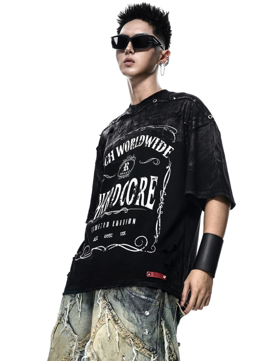 【RICH】Hardcore Waxed Oversize T-shirt