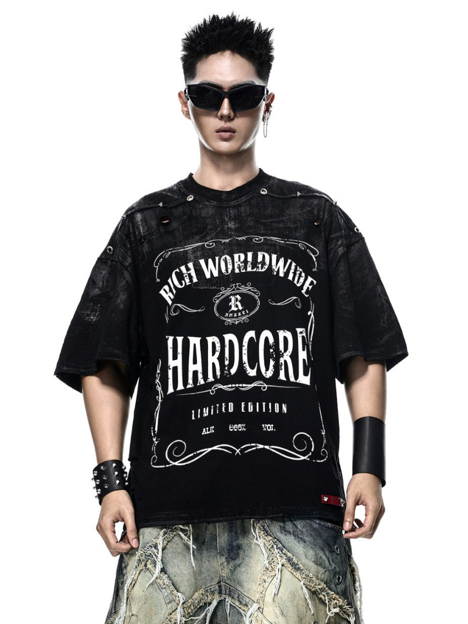 【RICH】Hardcore Waxed Oversize T-shirt