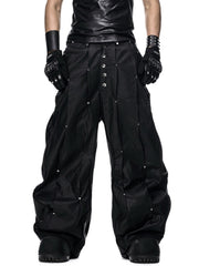 【RICH】MULTI RIVET WAXED WIDE PANTS
