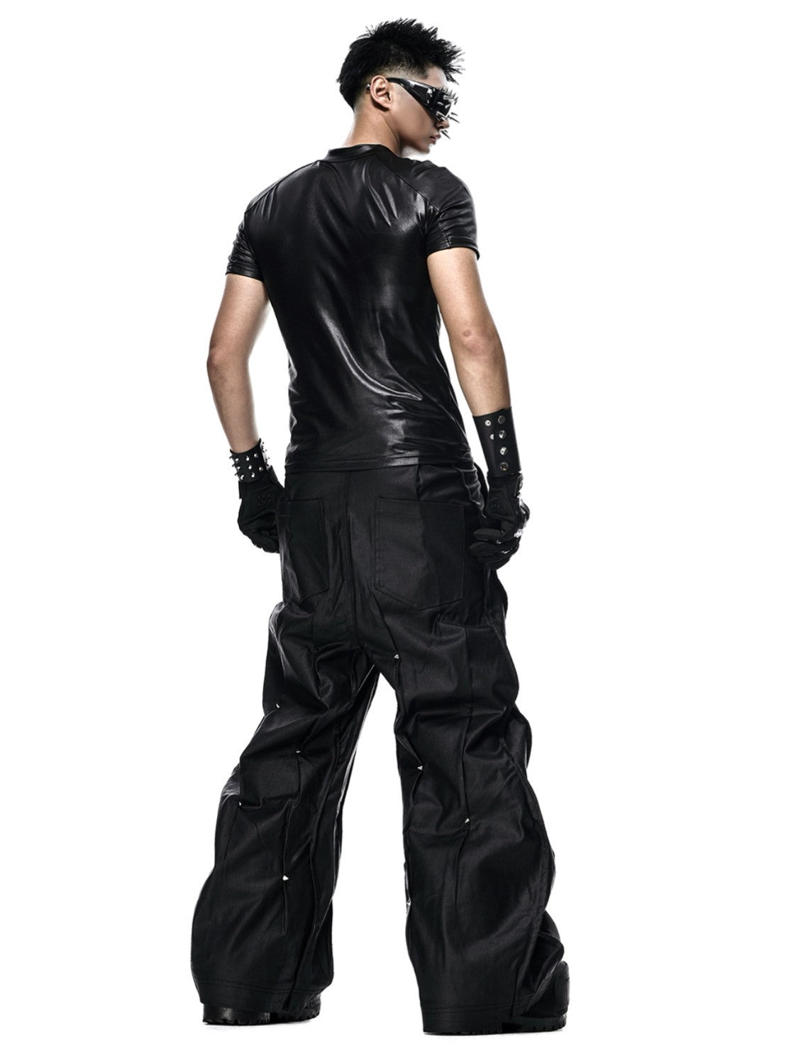 【RICH】MULTI RIVET WAXED WIDE PANTS