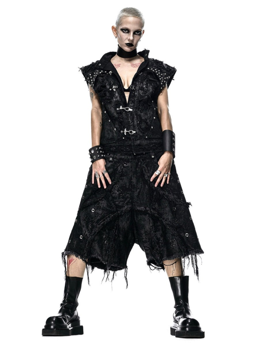 【RICH】Ripped Wax Denim Vest