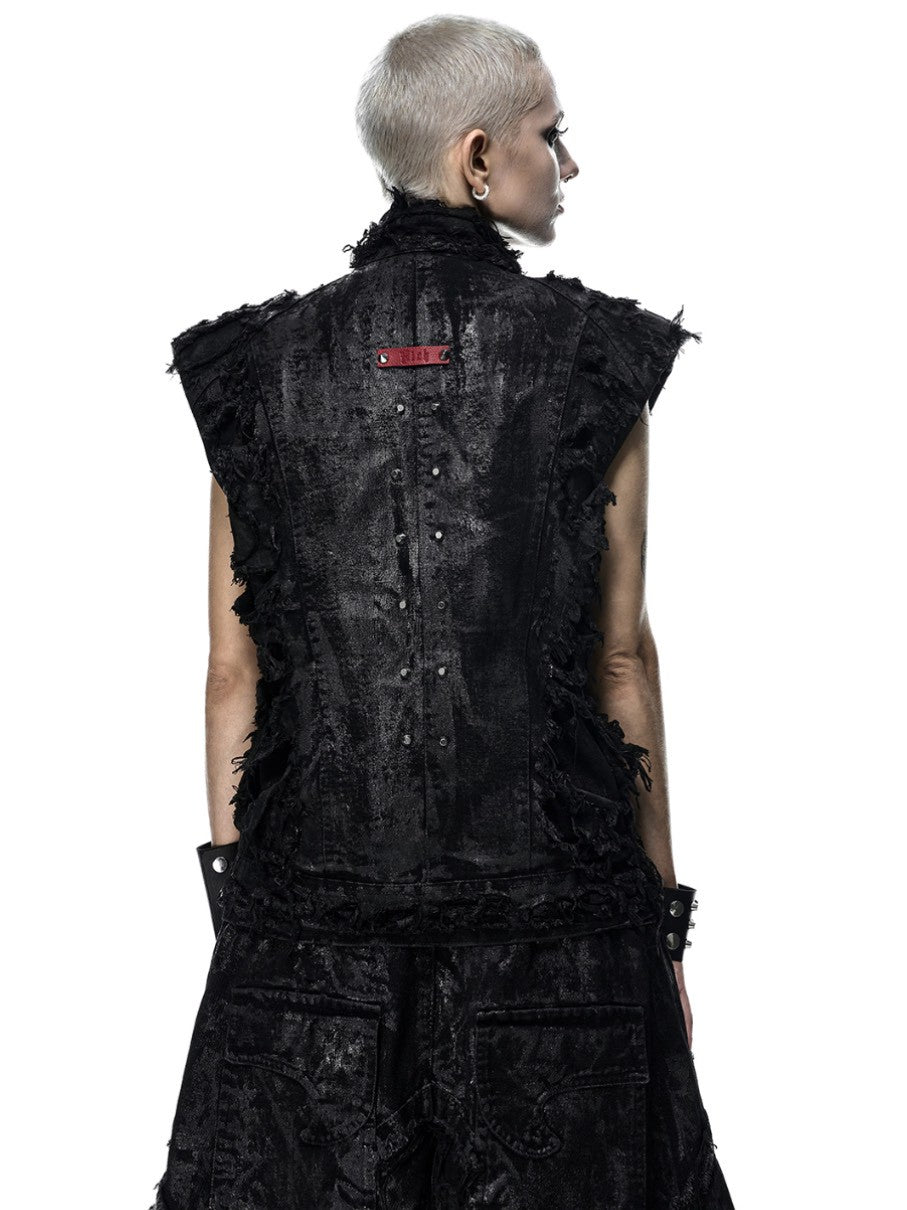【RICH】Ripped Wax Denim Vest