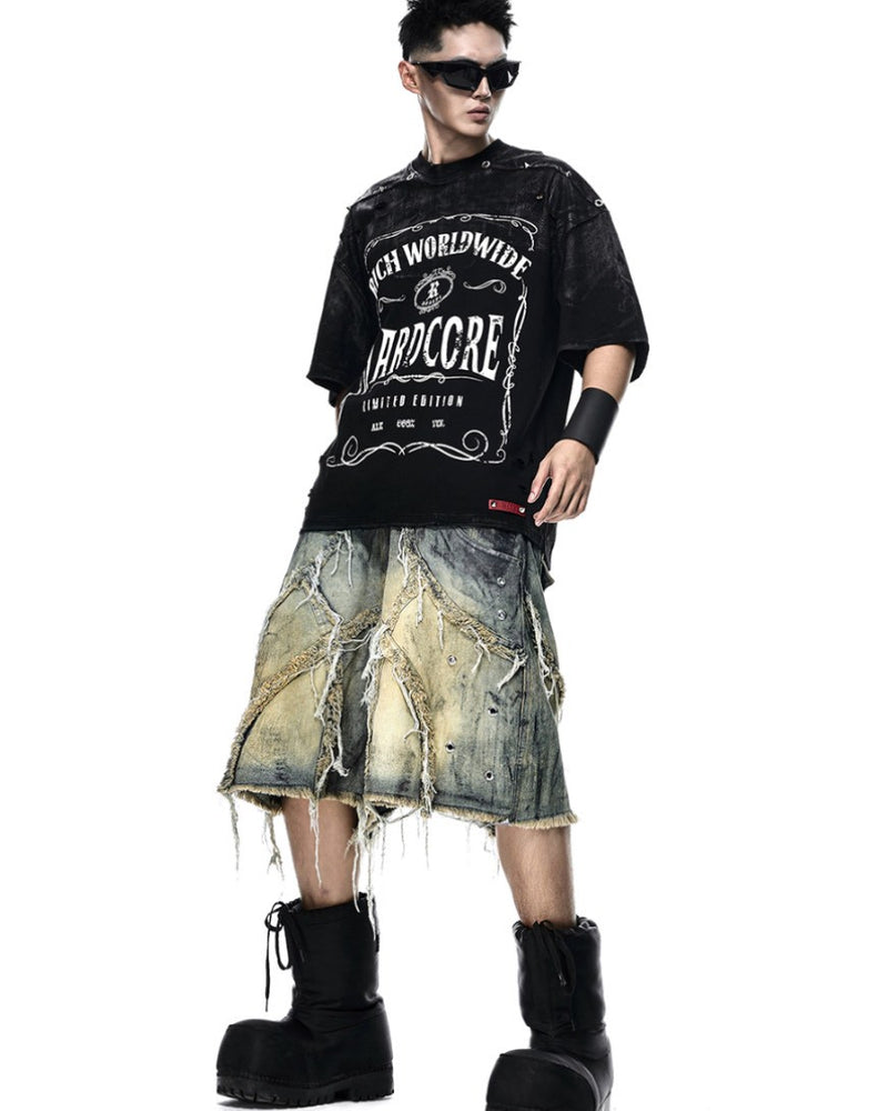【RICH】Hardcore Waxed Oversize T-shirt