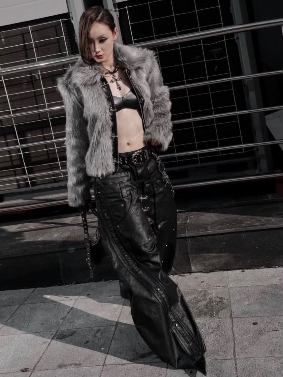 【RICH】Mock Double Waist Wide Leg Pants