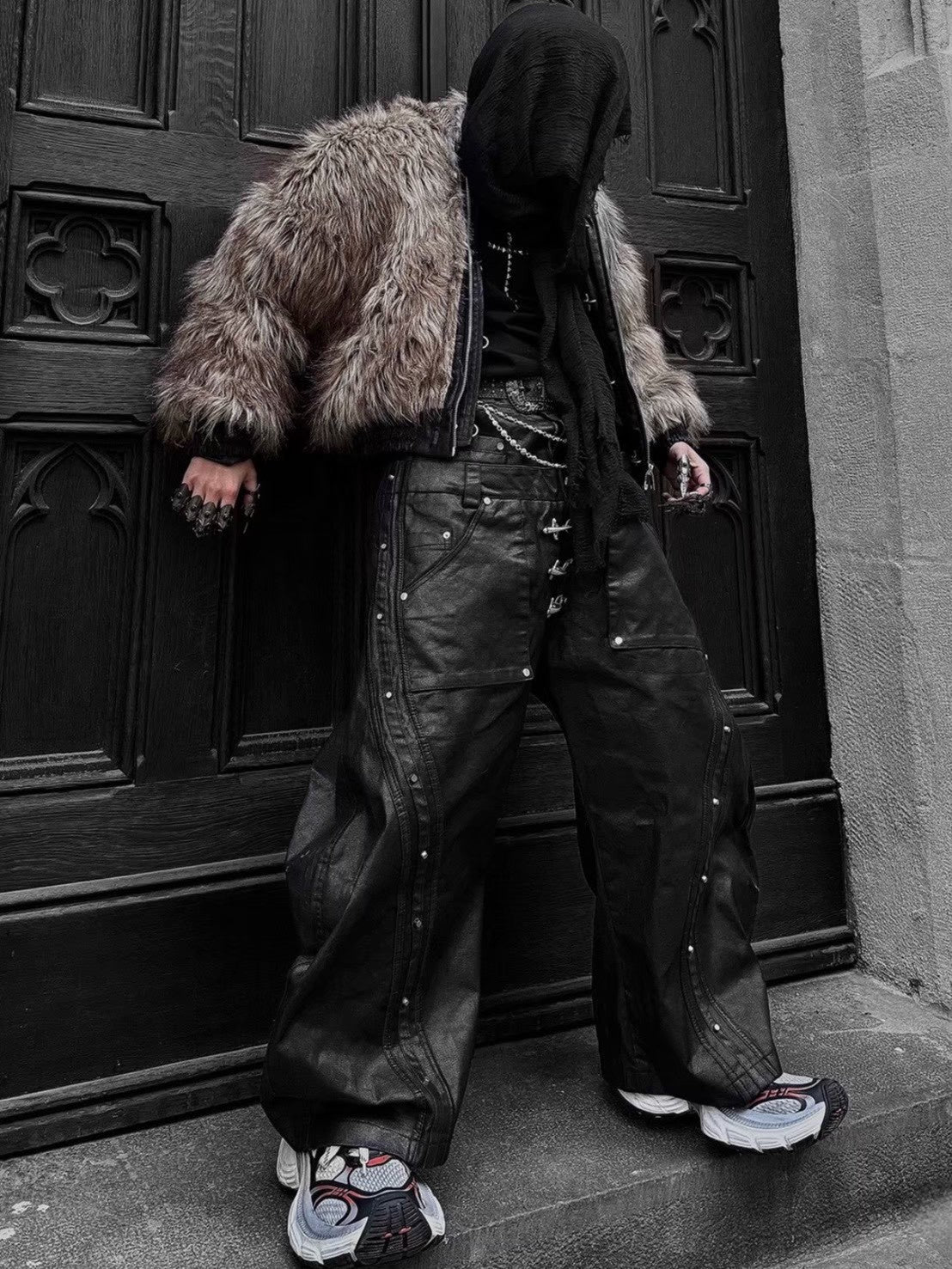 【RICH】Mock Double Waist Wide Leg Pants
