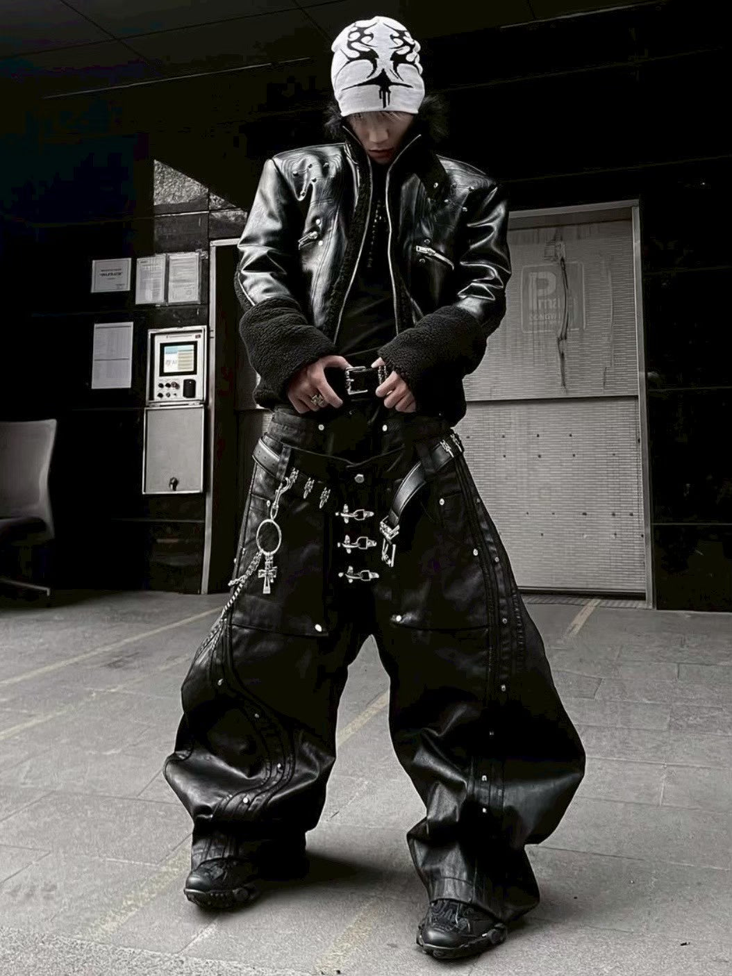 【RICH】Mock Double Waist Wide Leg Pants