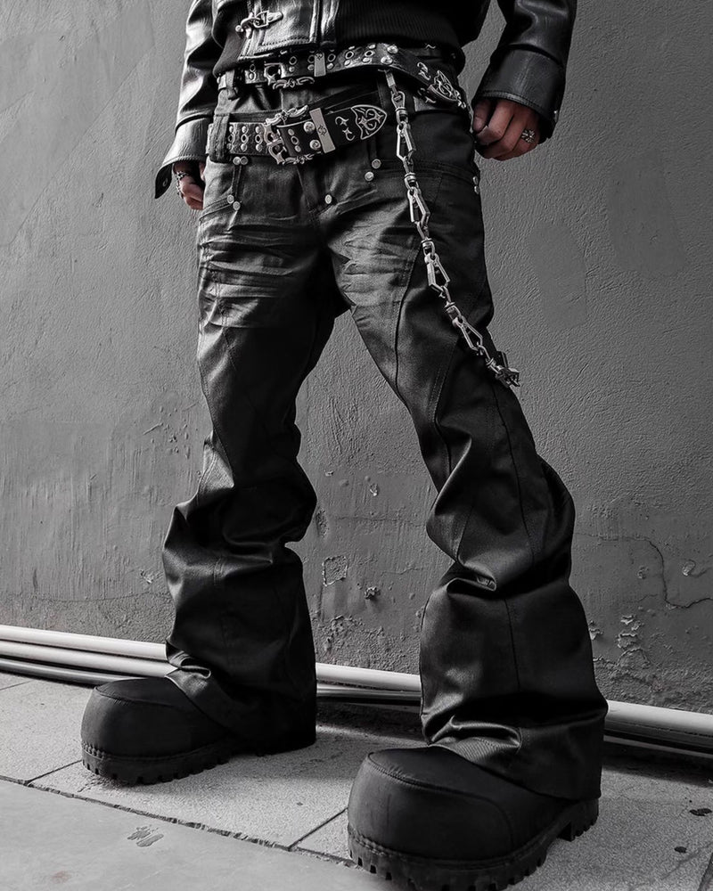 【RICH】Machine-wax Flare Pant