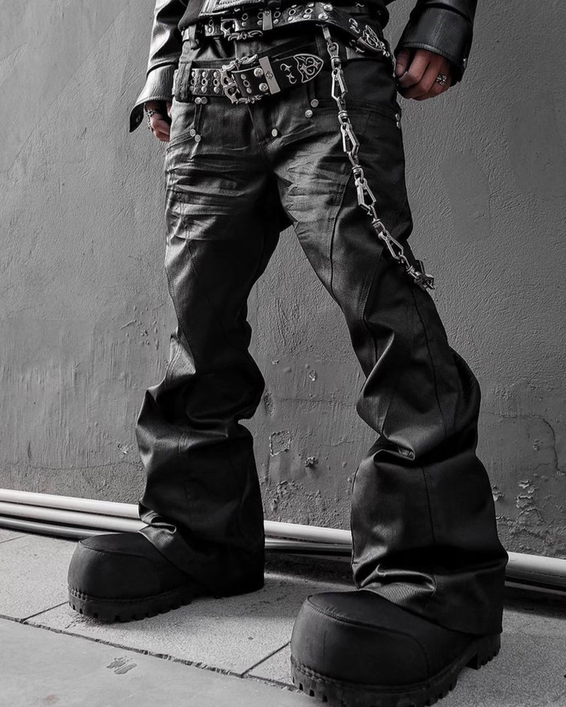 【RICH】Machine-wax Flare Pant