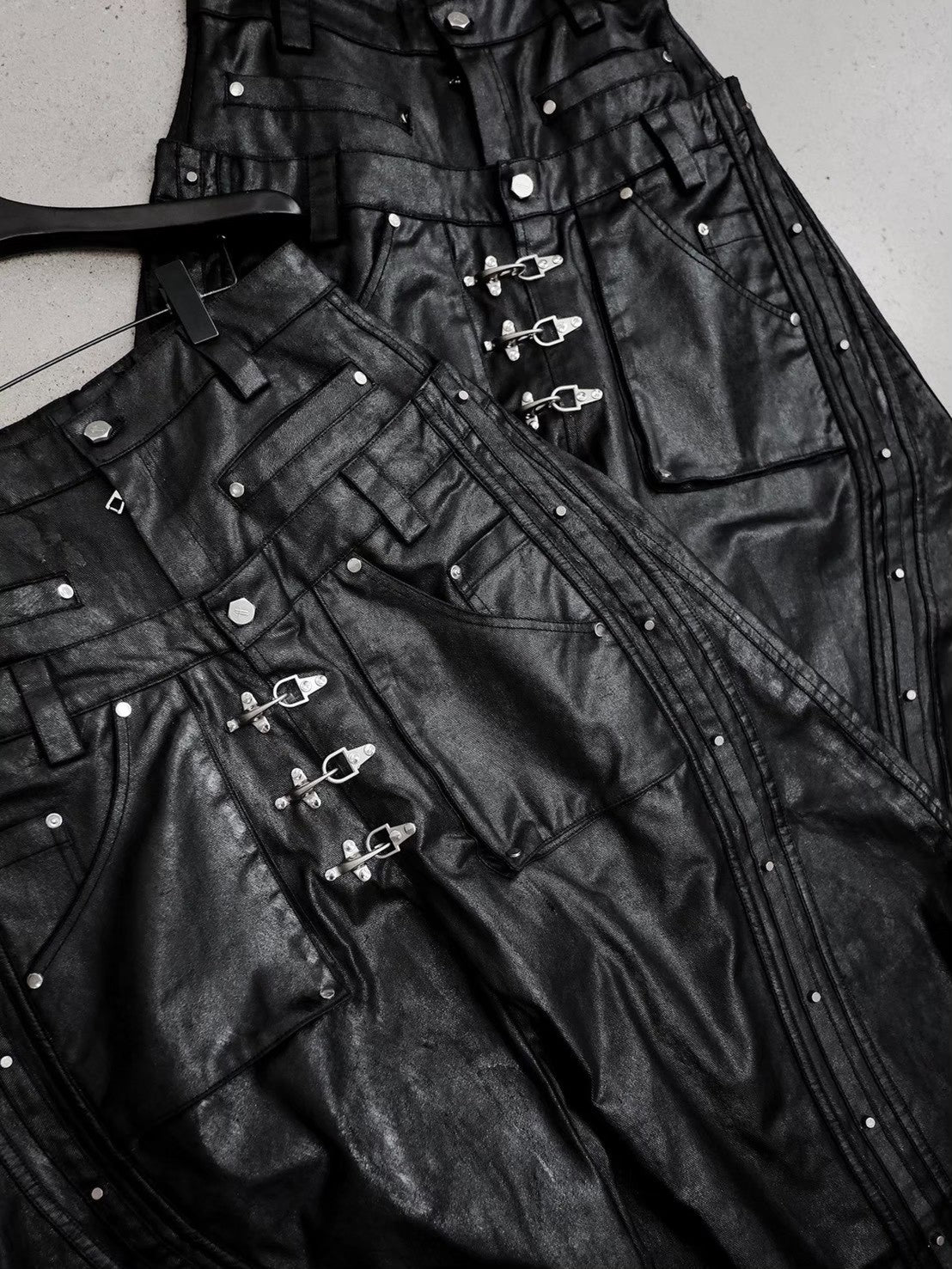 【RICH】Mock Double Waist Wide Leg Pants