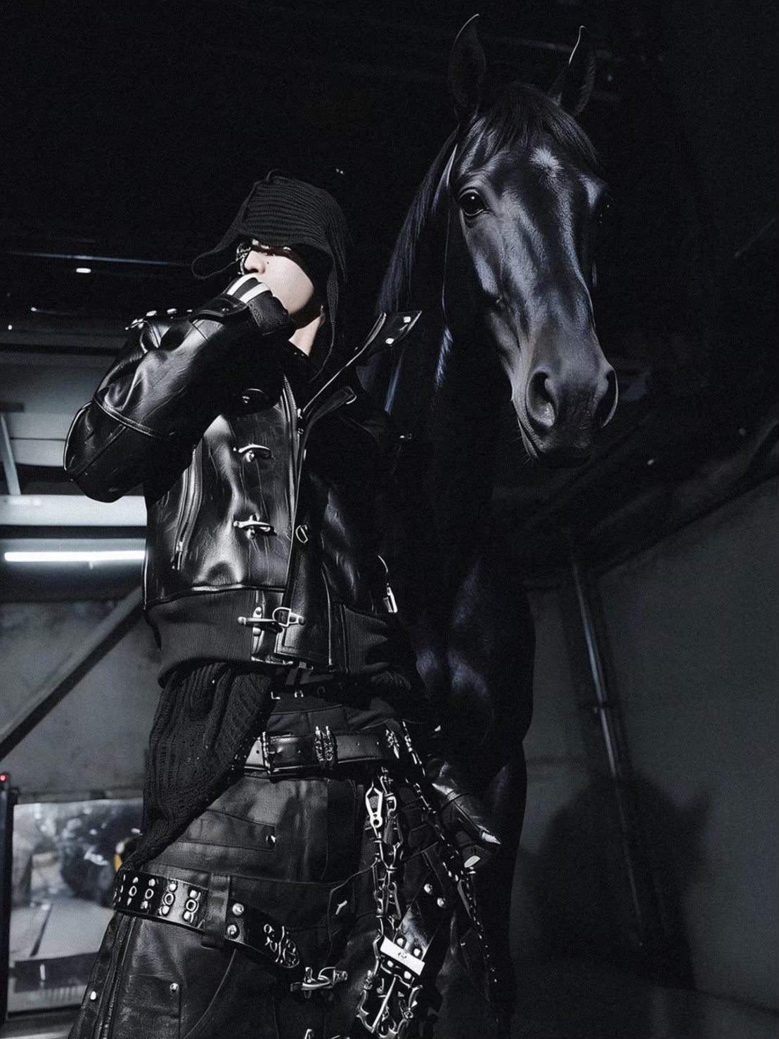 【RICH】Mock Double Waist Wide Leg Pants