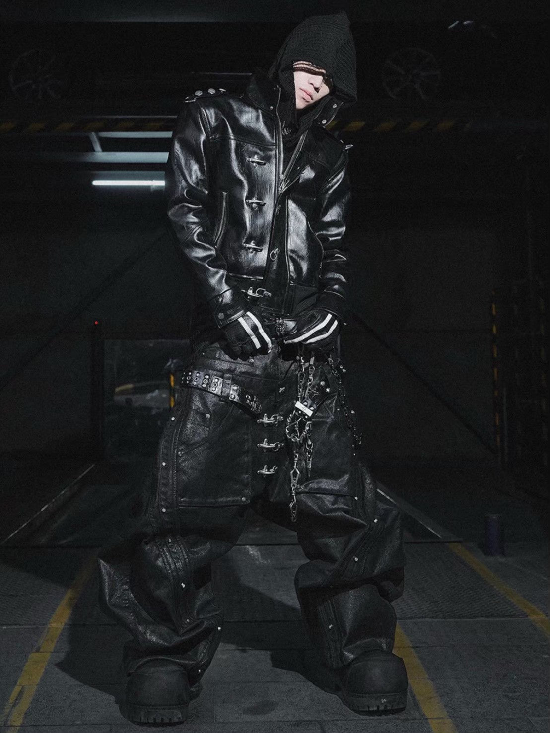 【RICH】Mock Double Waist Wide Leg Pants