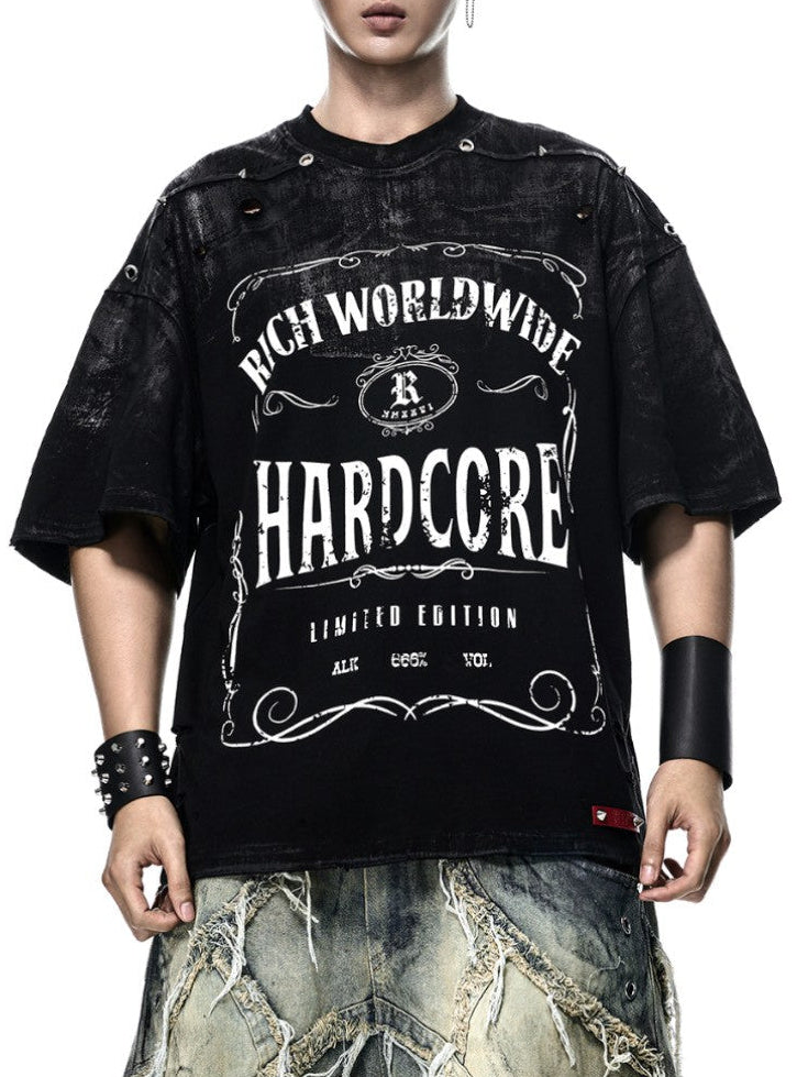 【RICH】Hardcore Waxed Oversize T-shirt