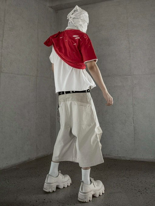 【roaringrad】Double Layered Damage T-Shirt