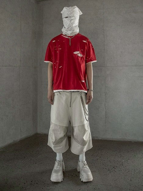 【roaringrad】Double Layered Damage T-Shirt