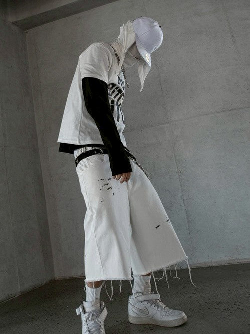【roaringrad】Painting Denim Bermuda Pants