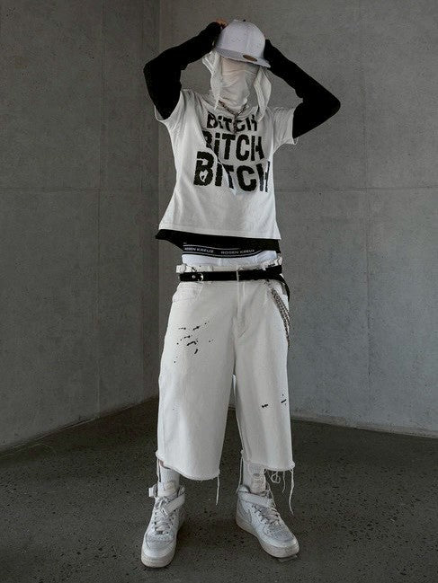 【roaringrad】Painting Denim Bermuda Pants