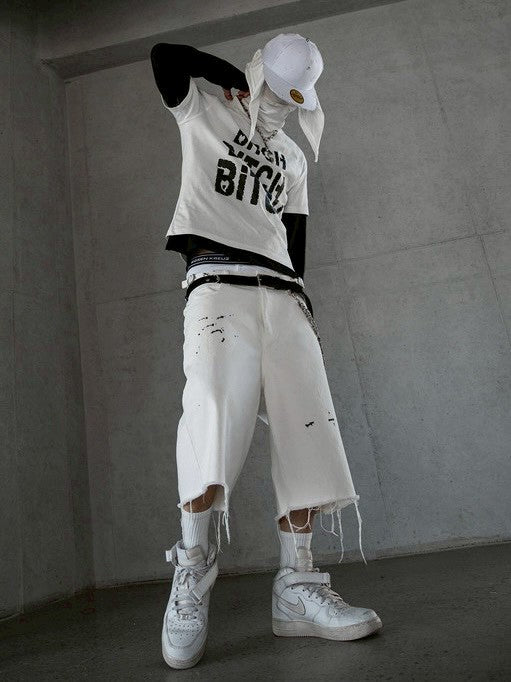 【roaringrad】Painting Denim Bermuda Pants
