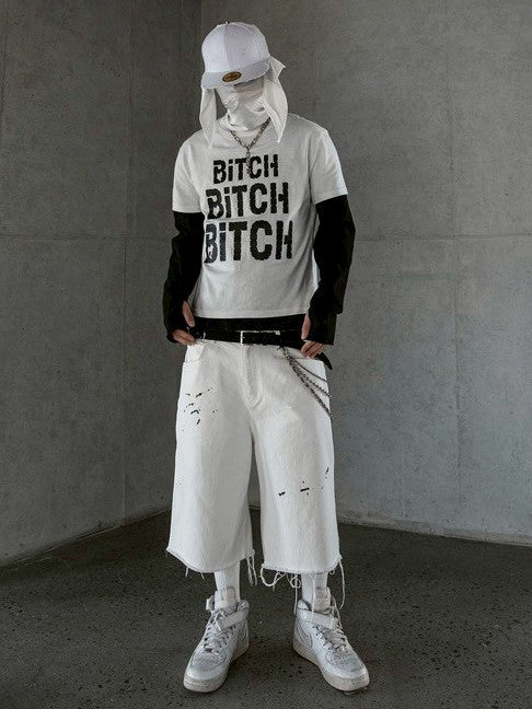 【roaringrad】Painting Denim Bermuda Pants