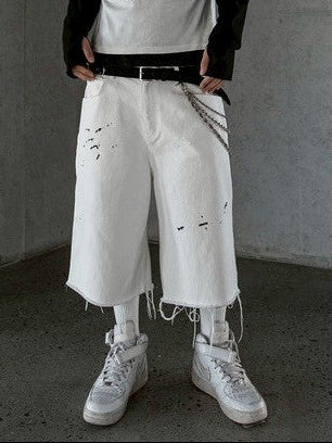 【roaringrad】Painting Denim Bermuda Pants