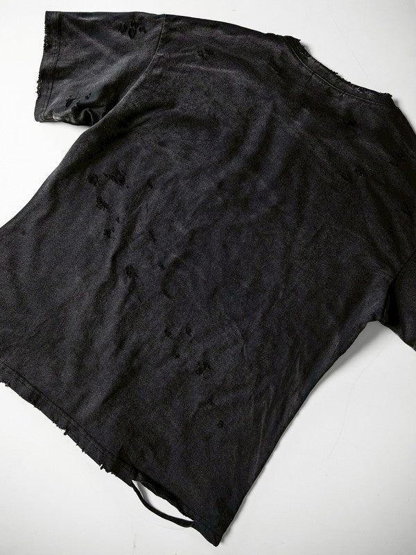 【roaringrad】Washed Destroyed T-shirt