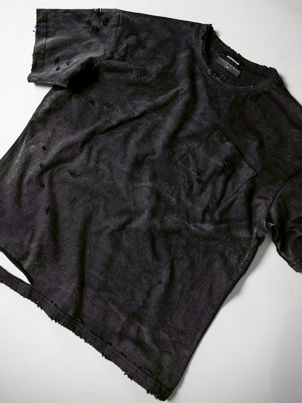 【roaringrad】Washed Destroyed T-shirt