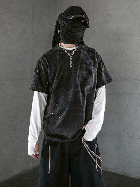 【roaringrad】Washed Destroyed T-shirt