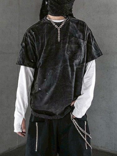 【roaringrad】Washed Destroyed T-shirt