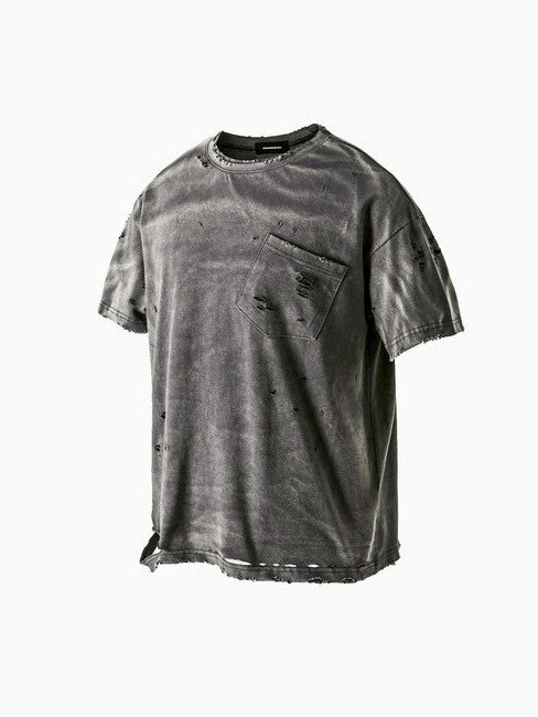 【roaringrad】Washed Destroyed T-shirt