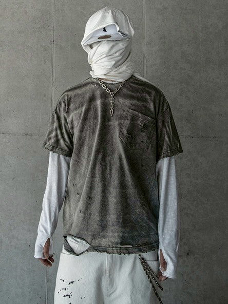【roaringrad】Washed Destroyed T-shirt
