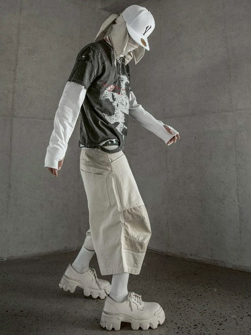【roaringrad】Layered knee Bermuda Pants