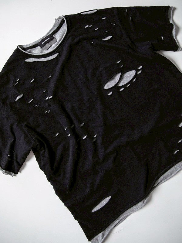【roaringrad】Double Layered Damage T-Shirt