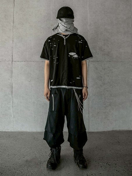 【roaringrad】Double Layered Damage T-Shirt
