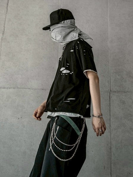 【roaringrad】Double Layered Damage T-Shirt