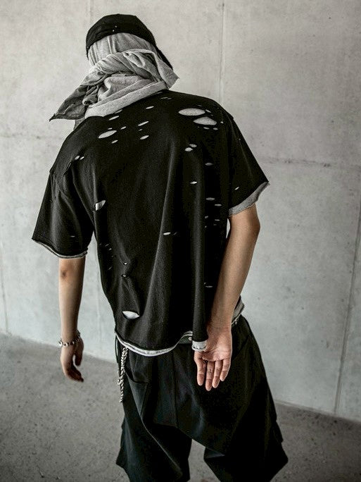 【roaringrad】Double Layered Damage T-Shirt