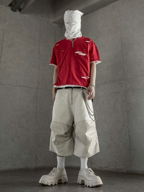 【roaringrad】Double Layered Damage T-Shirt