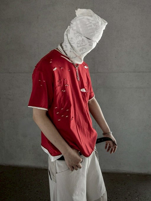 【roaringrad】Double Layered Damage T-Shirt