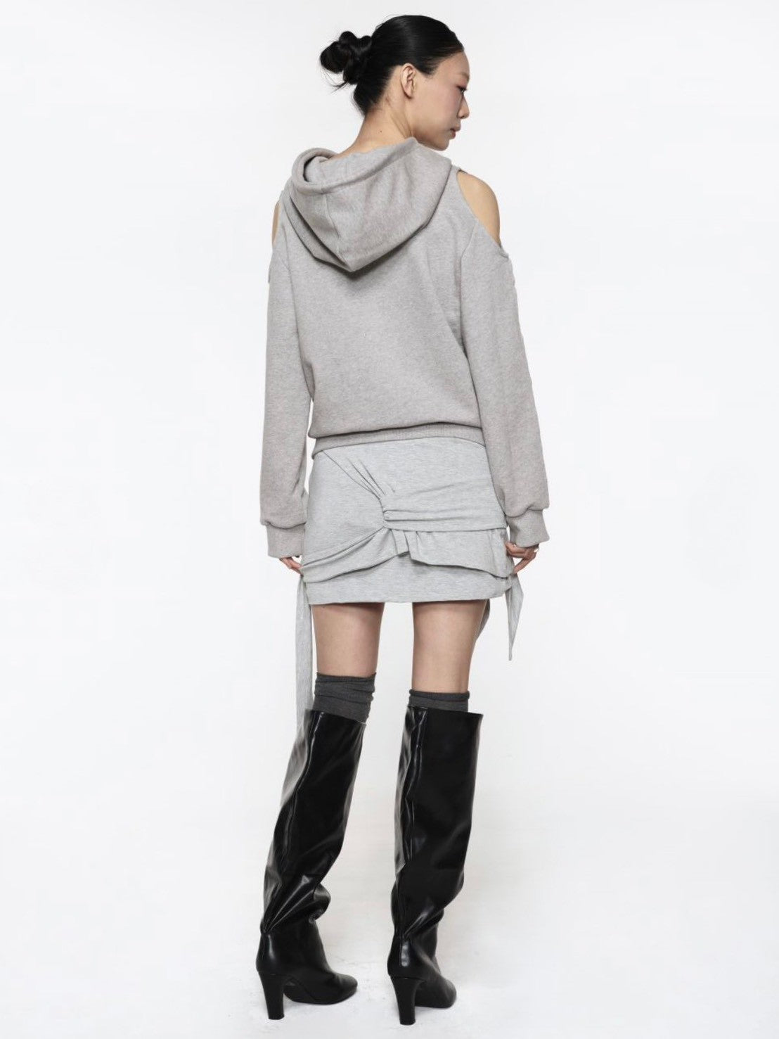 【ROCK CAKE】Offset Cutout Zip Up Hoodie
