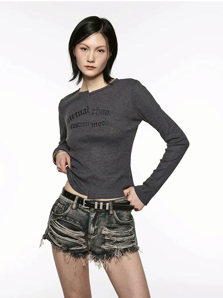 【ROCK CAKE】Incision Boat Neck Top
