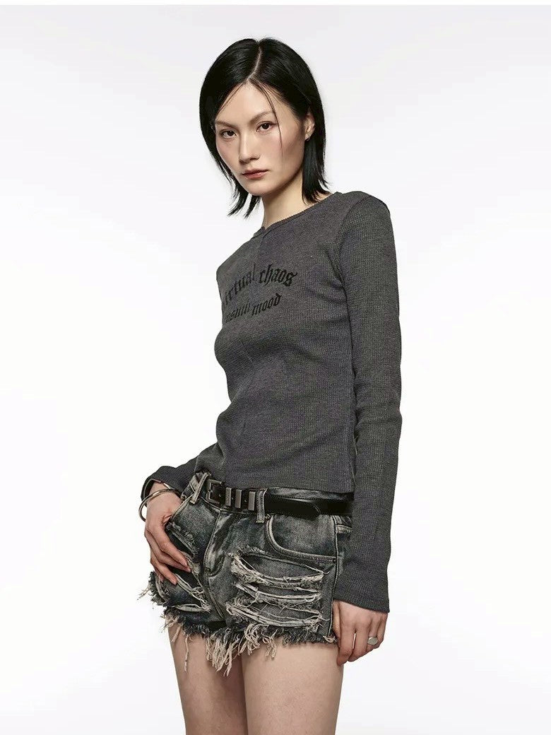 【ROCK CAKE】Incision Boat Neck Top