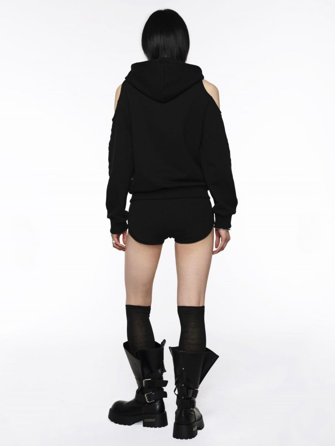 【ROCK CAKE】Offset Cutout Zip Up Hoodie