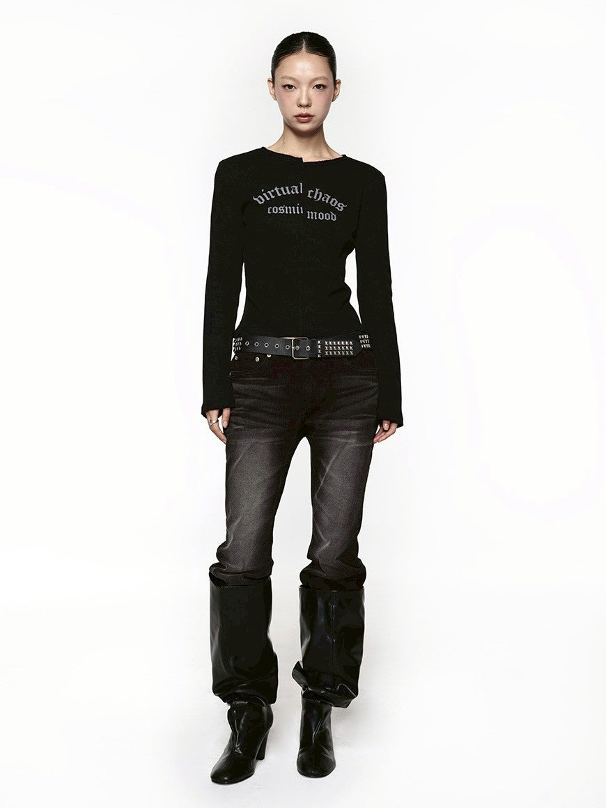【ROCK CAKE】Incision Boat Neck Top
