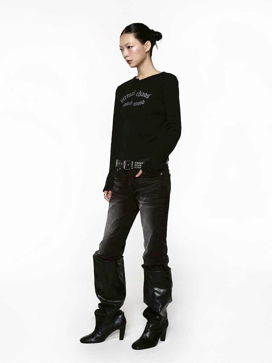 【ROCK CAKE】Incision Boat Neck Top