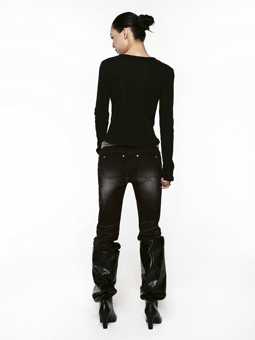【ROCK CAKE】Incision Boat Neck Top