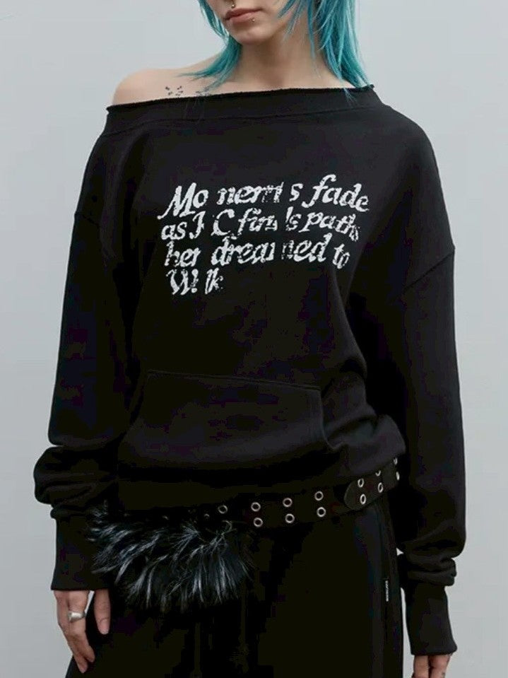 【ROCK CAKE】Washed Off Shoulder Sweatshirt