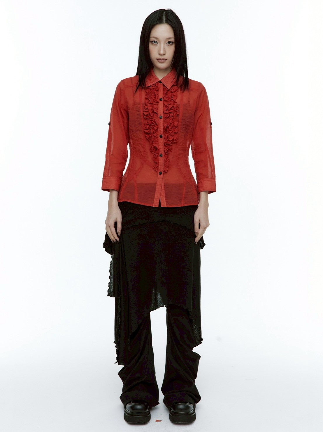 【ROUGH NECK】
Unbalanced Tie Knit Skirt