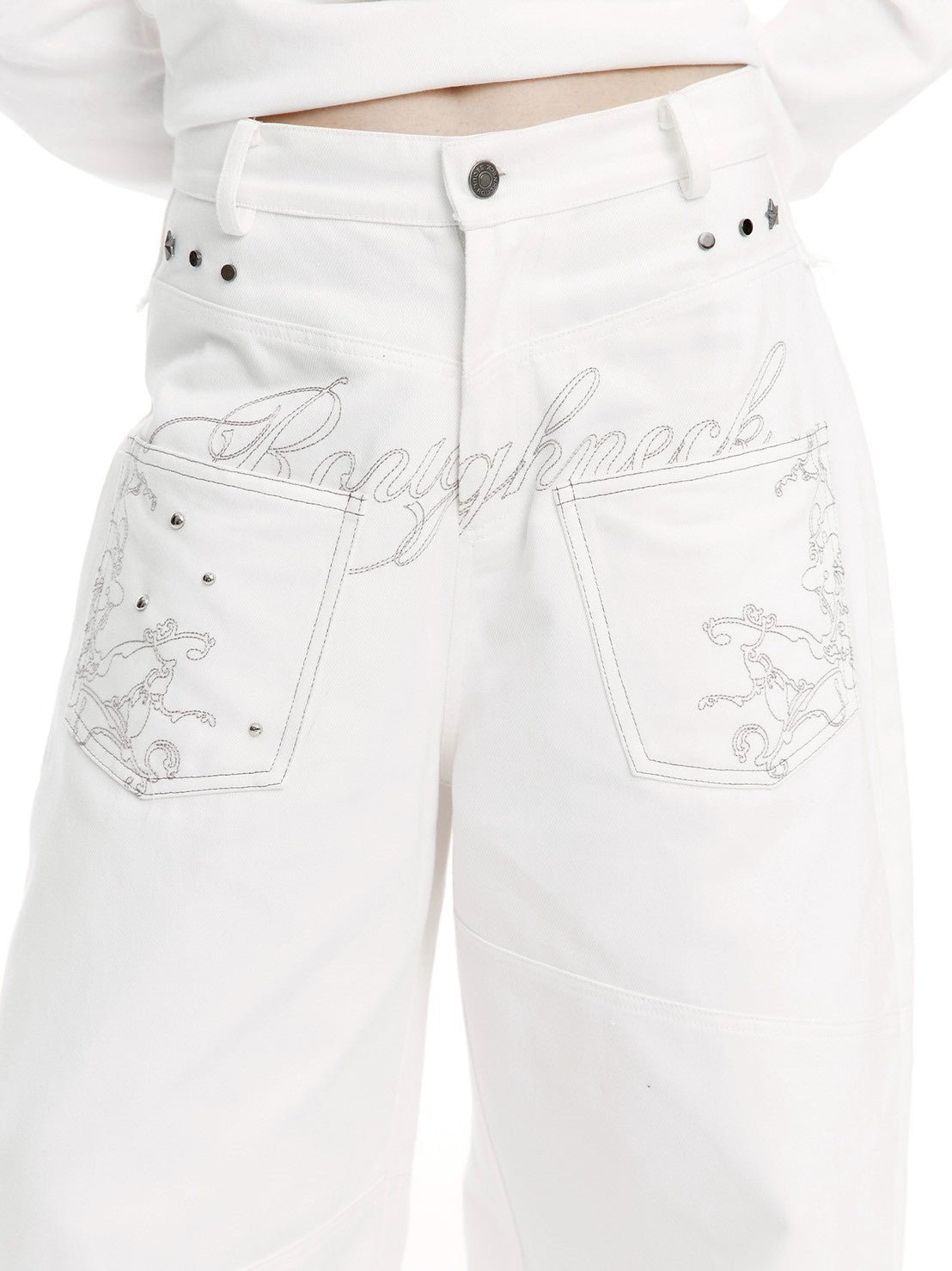 【ROUGH NECK】
Backflare Curved Pants