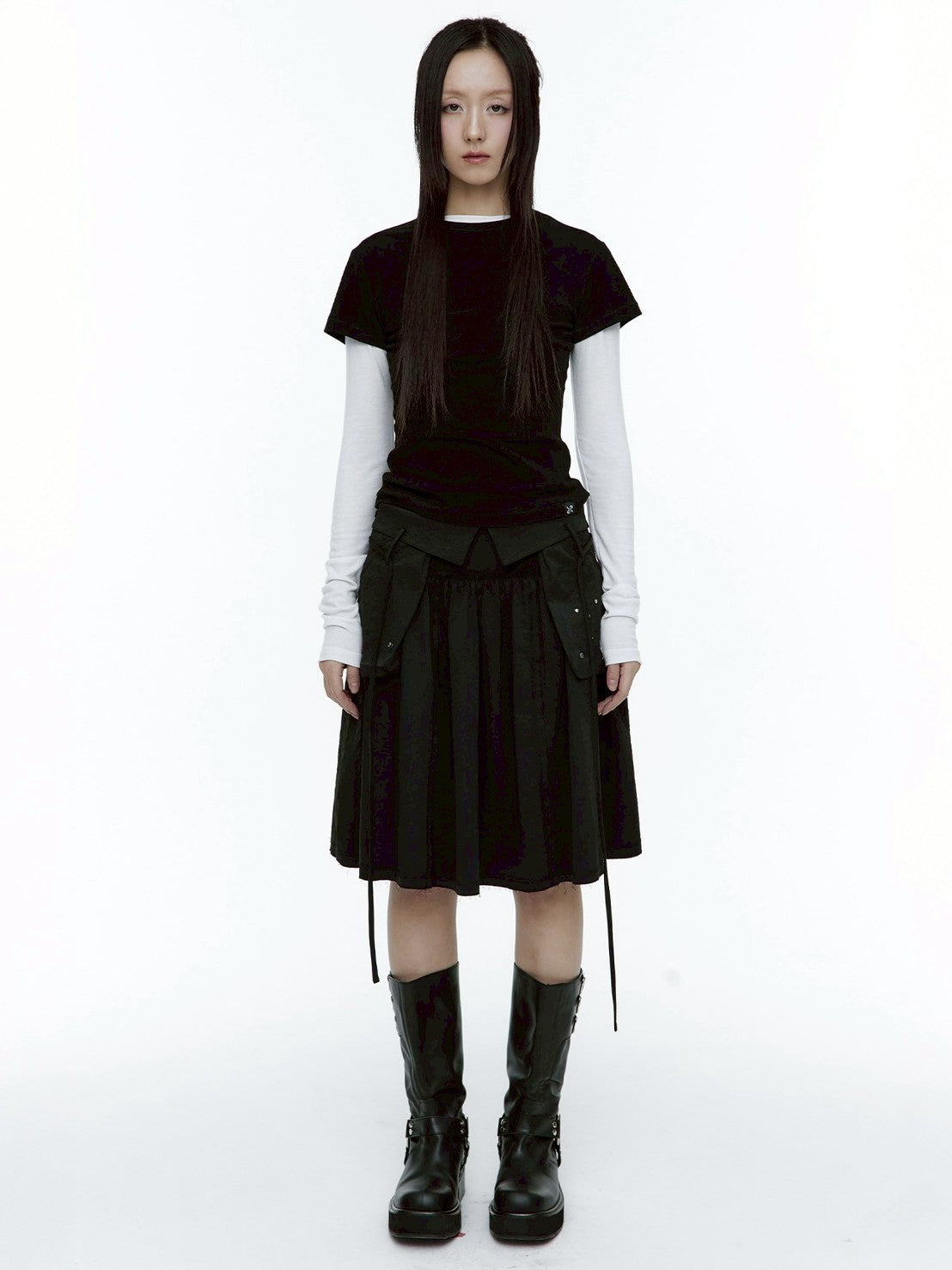 【ROUGH NECK】Out Pocket Pleated Skirt