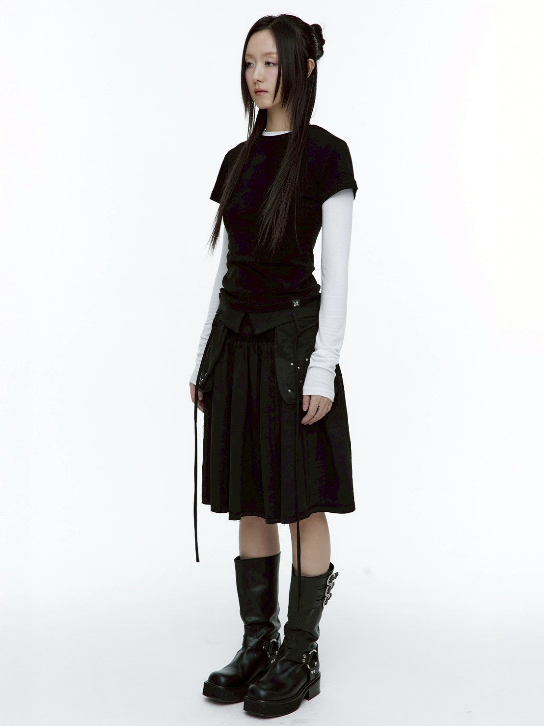 【ROUGH NECK】Out Pocket Pleated Skirt