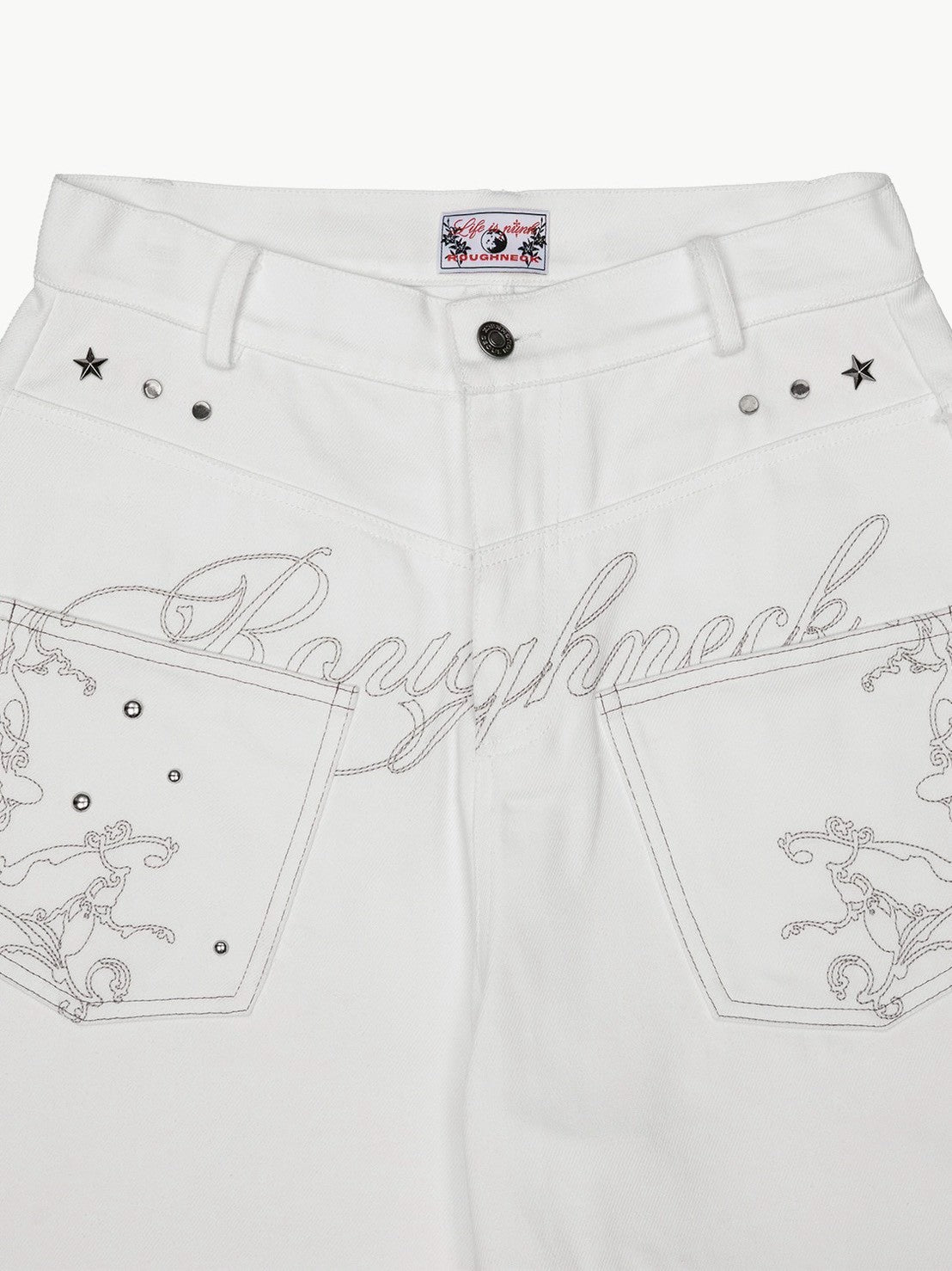 【ROUGH NECK】
Backflare Curved Pants