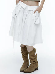 【ROUGH NECK】Out Pocket Pleated Skirt